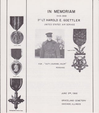 Item #17900 In Memoriam 1918-1968 1st Lt. Harold E. Goettler, United States Air Service. (Cover...