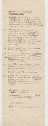 Item #22033 74 Squadron RFC (transfer card
