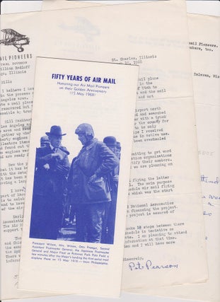 Item #23557 Small lot of material relating to the Air Mail Pioneers with typed letter, signed by...