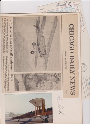 Small lot of material relating to the Air Mail Pioneers with typed letter, signed by Pete (E. J.) Pearson, air mail pioneer.