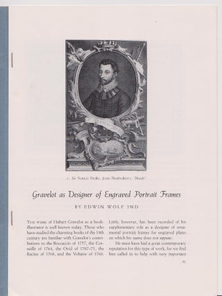 Item #26244 Gravelot as Designer of Engraved Portrait Frames. Edwin WOLF, 2nd