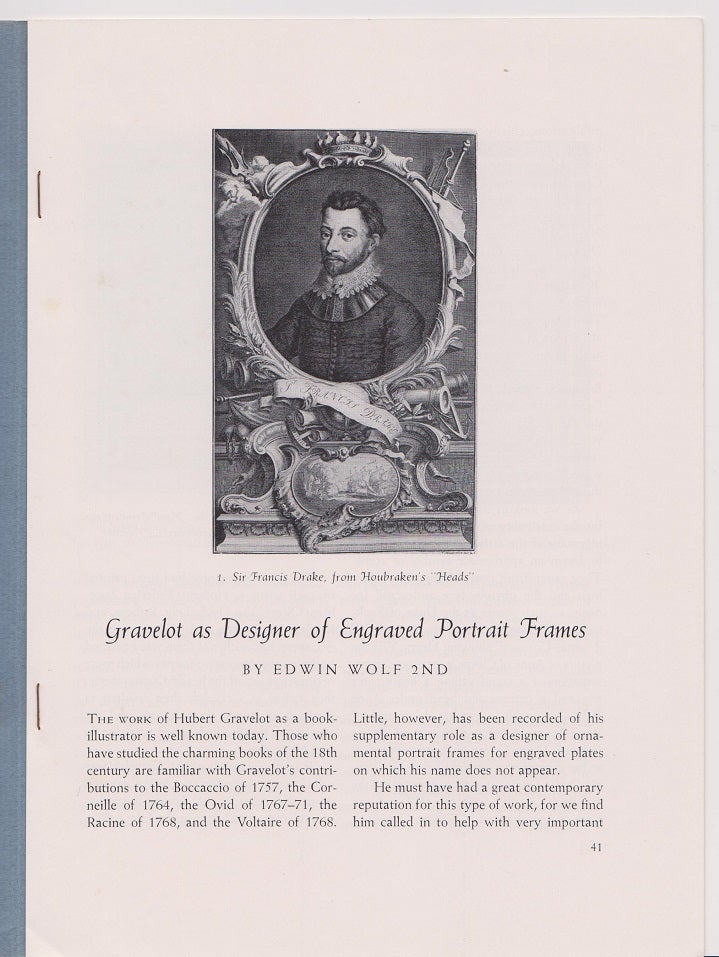 Item #26244 Gravelot as Designer of Engraved Portrait Frames. Edwin WOLF, 2nd.