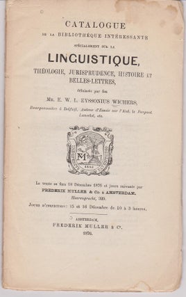 Item #26520 Catalogue de la bibliothèque intéressante spécialement sur la linguistique,...