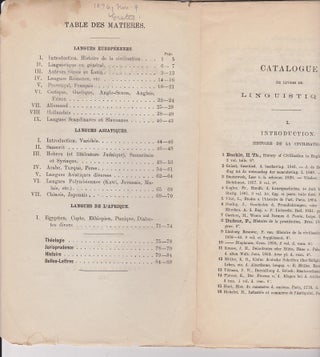 Catalogue de la bibliothèque intéressante spécialement sur la linguistique, theologie, jurisprudence, histoire et belles-lettres, délaissée par feu Mr. E.W.L. Eyssonius Wichers, Bourguemaitre à Delfzijl.