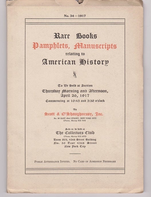 Item #26917 Catalogue of a Collection of Books, Pamphlets, Broadsides, Manuscripts, Letters in part from the Library of Joel R. Poinsett, Secretary of War (1837-1841)...