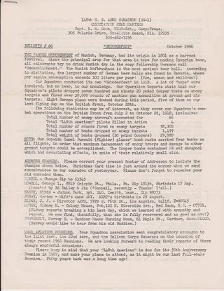 148th U. S. Aero Squadron (WW-I) Association Headquarters. Bulletins No. 13 and 60. [2 items].