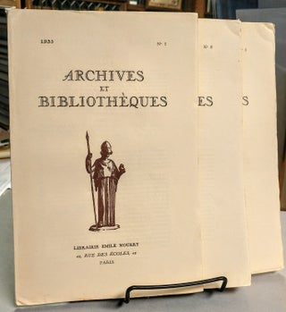 Item #27102 Archives et Bibliotheques. No. 1, No. 2 and No. 3. 1935