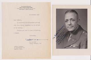 Item #27119 Typed note, signed, with studio portrait inscribed and signed. Maj Gen William...
