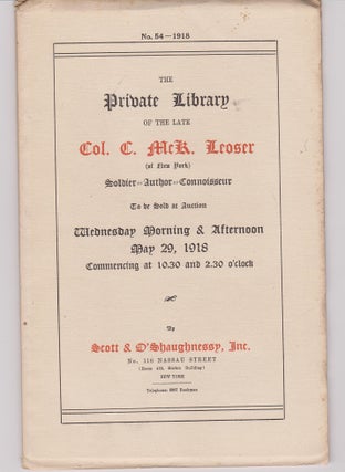 Item #27244 Catalogue of The Private Library of the Late Col. Charles McK. Leoser of New...