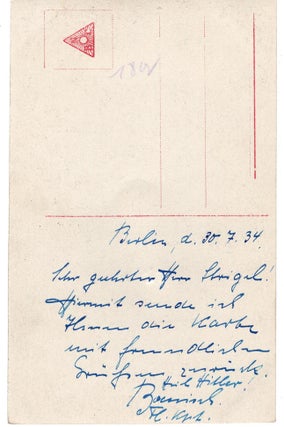 Original Sanke Postcard #412 of "Unser erfolgreicher See Kampfflieger Leutnant z.S. Boenisch". SIGNED and with autograph note on verso.
