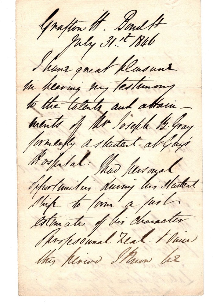 Item #31489 Autograph Letter, signed, dated July 31st 1846. Samuel ASHWELL, 1798-?1852.