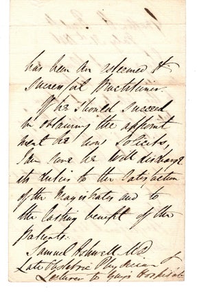 Autograph Letter, signed, dated July 31st 1846.