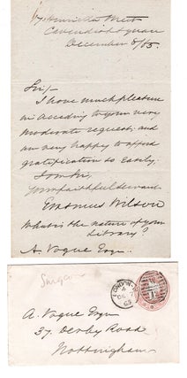 Item #31511 Autograph Letter, signed. Dated December 8, 1865. William James Erasmus WILSON