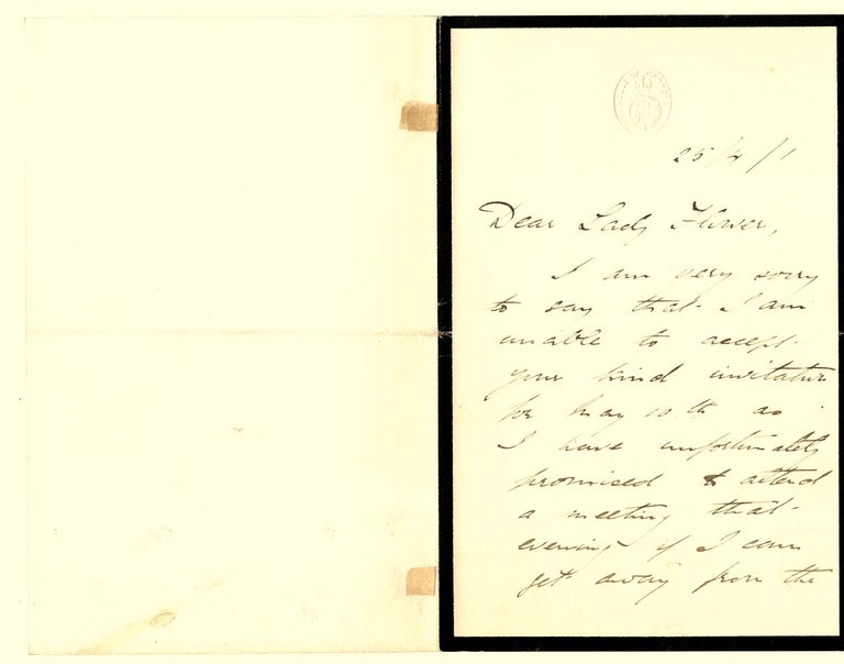 Item #31518 Autograph Letter, signed and dated 25/4/1. Nobel Prize Laureate. Austen CHAMBERLAIN.