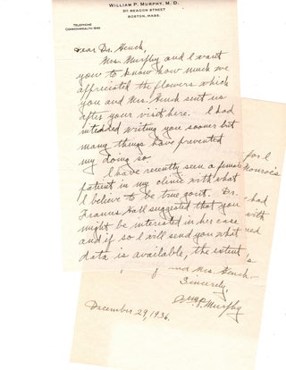 Item #31664 Four lengthy letters and five shorter letters from Nobel Laureate William P. Murphy...