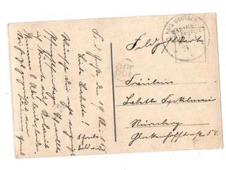 (Postcard). "Ein deutsches Unterseeboot beschiesst einen englischen Dampfer mit Granaten." (U-Boat, U-Boote).