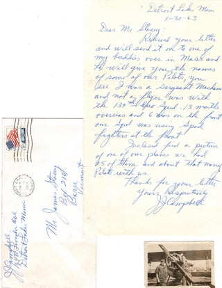 Item #32436 One page Autograph Letter, signed. from 139th Aero Sergeant Mechanic, J. J....