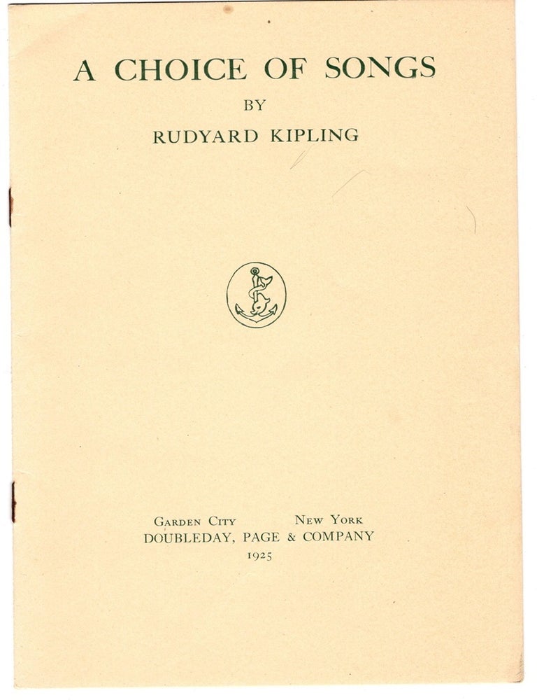 Item #33175 A Choice of Songs. Rudyard KIPLING.