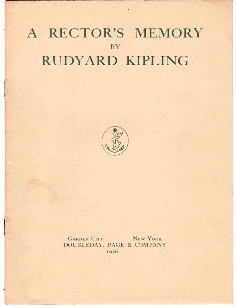 Item #33180 A Rector's Memory. Rudyard KIPLING.