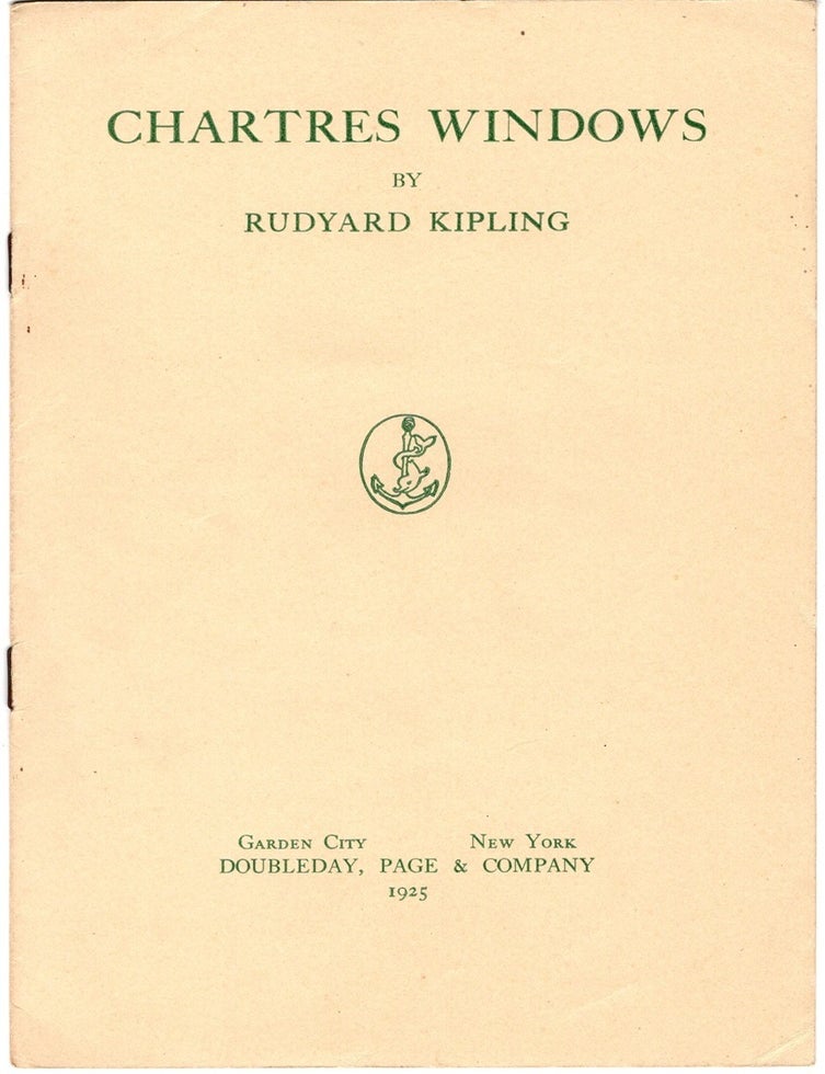 Item #33186 Chartres Windows. Rudyard KIPLING.