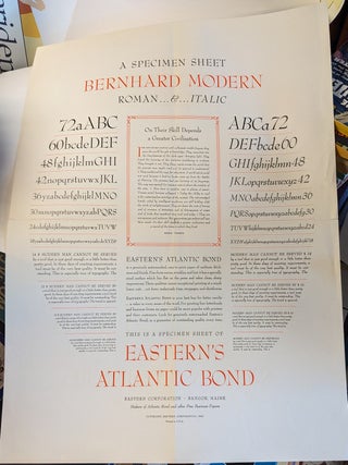 A Specimen Sheet Bernhard Modern Roman & Italic. [Broadside