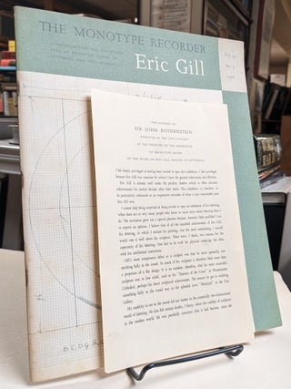 The Monotype Recorder Commemorating an Exhibition of Lettering and Type Designs by Eric Gill Held at Monotype House, London in October, 1958.