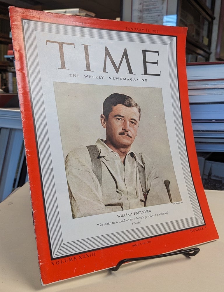 Item #33753 Time Magazine. January 23, 1939. Color cover photo of William Faulkner.