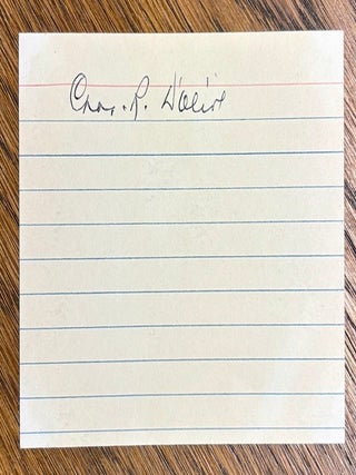 One autograph 3" x 5" index card. Signed. Charles R. D'OLIVE.