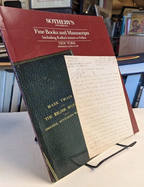 Item #35315 Fine Books and Manuscripts: Including Kafka's Letters to Felice, June 18, 1987.